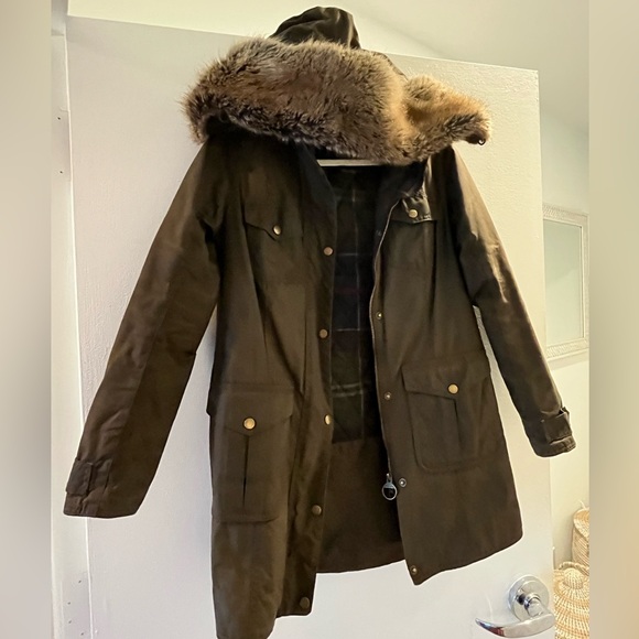 Barbour Jackets & Blazers - Waxed women’s Barbour winter jacket with fur hood